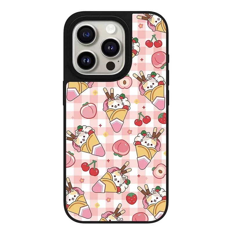 Cute Animals Ice Cream Mirror Magnetic Phone Case Cover for IPhone 11 12 13 14 15 16 Pro Max Case