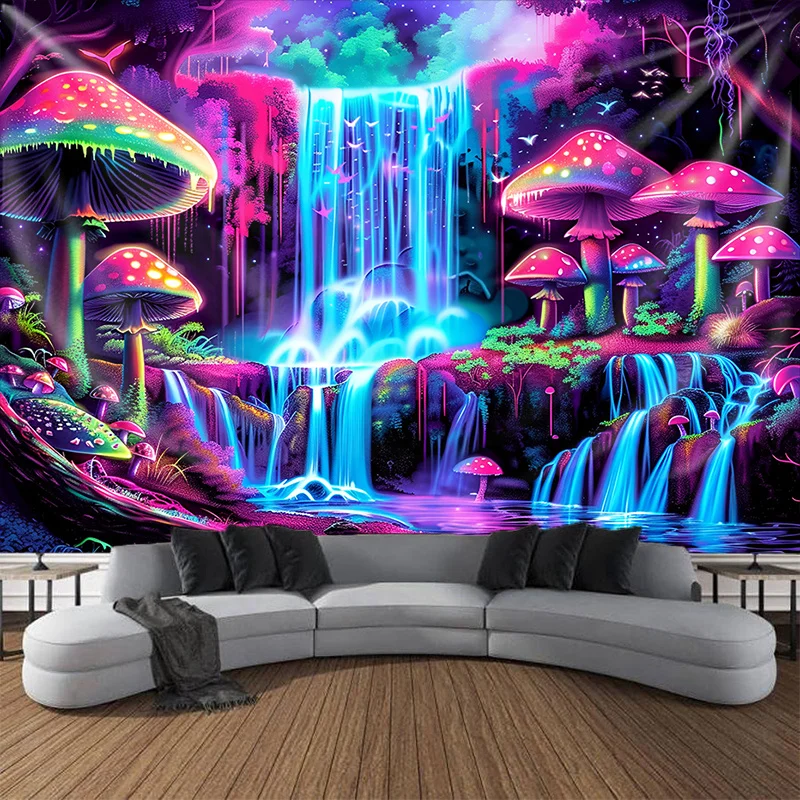 VIKAMA نسيج غابة الفطر الخفيف الأسود لغرفة المعيشة، وغرفة النوم، والتعليق على الحائط، ونسيج مزخرف بطابع الحفلات #3