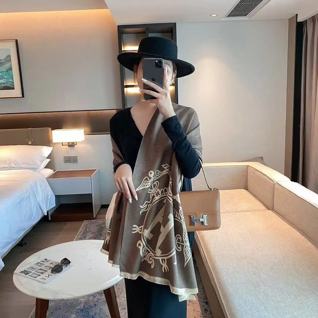 دافئ عصري على الوجهين وشاح طويل النقل التسمية المائلة الخريف الشتاء وشاح العصرية شال تنوعا أنيقة الرقبة أدفأ