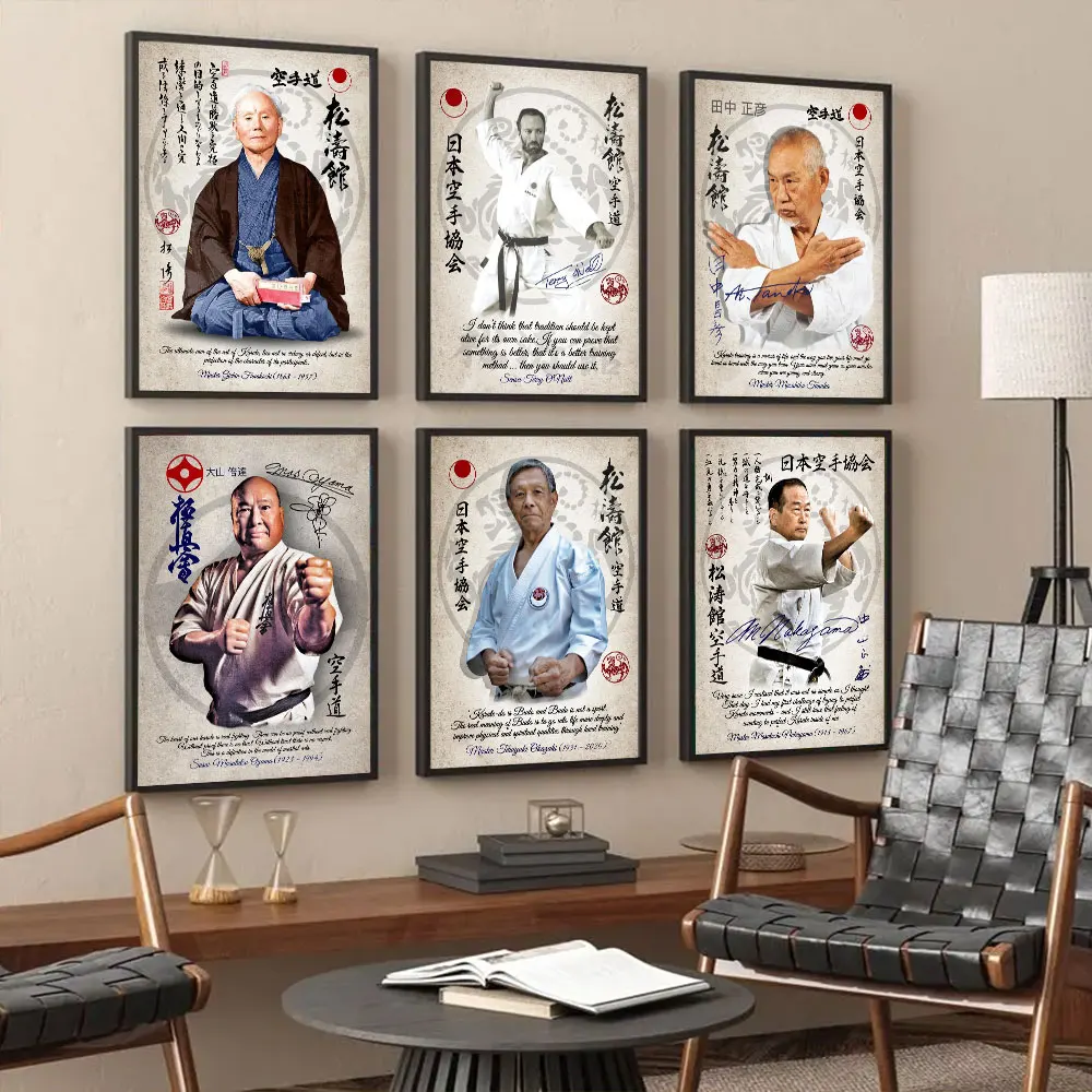 Póster de maestro de Karate japonés, carteles Vintage, pintura en lienzo, impresión de artes marciales, escuela, boxeo, gimnasio, decoración artística de pared, 1 ud.