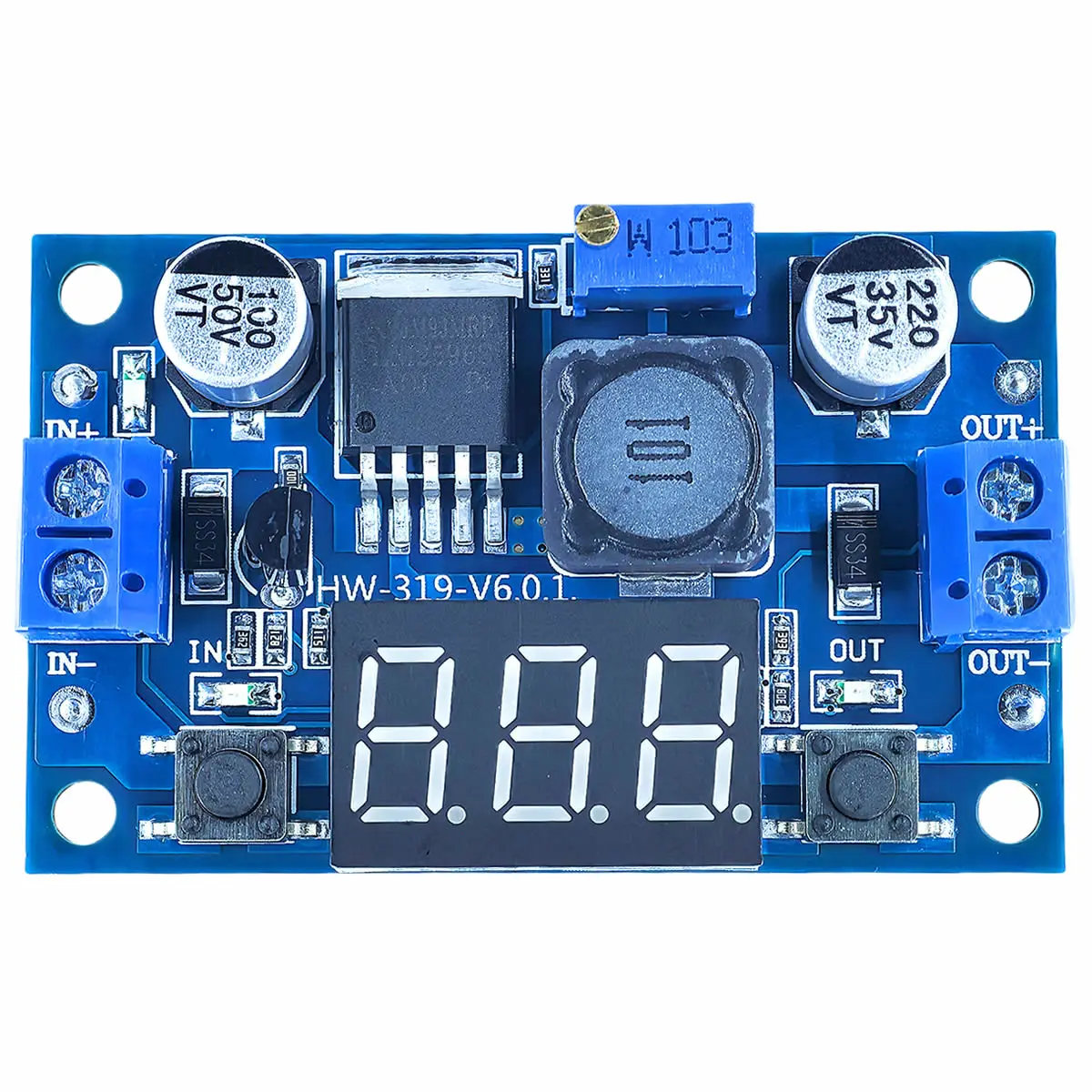 LM2596 Adjustable Voltage Regulator 4.0-40V to 1.25-37V DC36V 24V 12V to 5V 2A Step-Down Power Module with LED Voltmeter Display