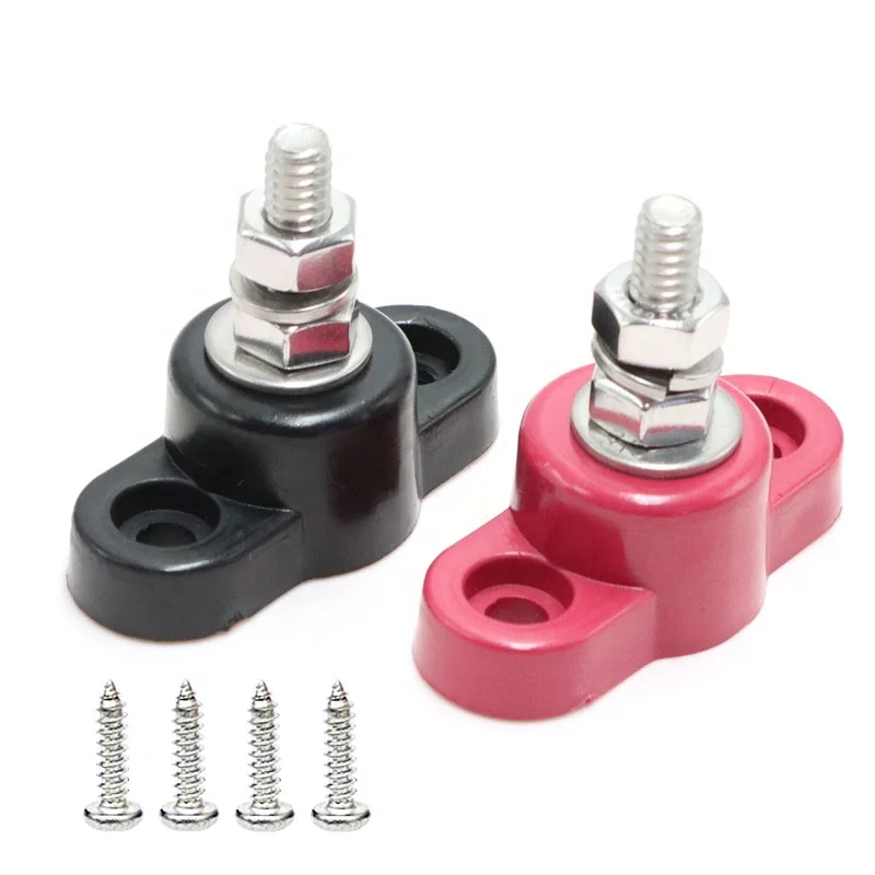 48VDC 47 X 43 X 38MM M6 Terminal Studs 1Way 250A Line Electric Bus Bar Power Distribution Block for Automotive Made of Brass