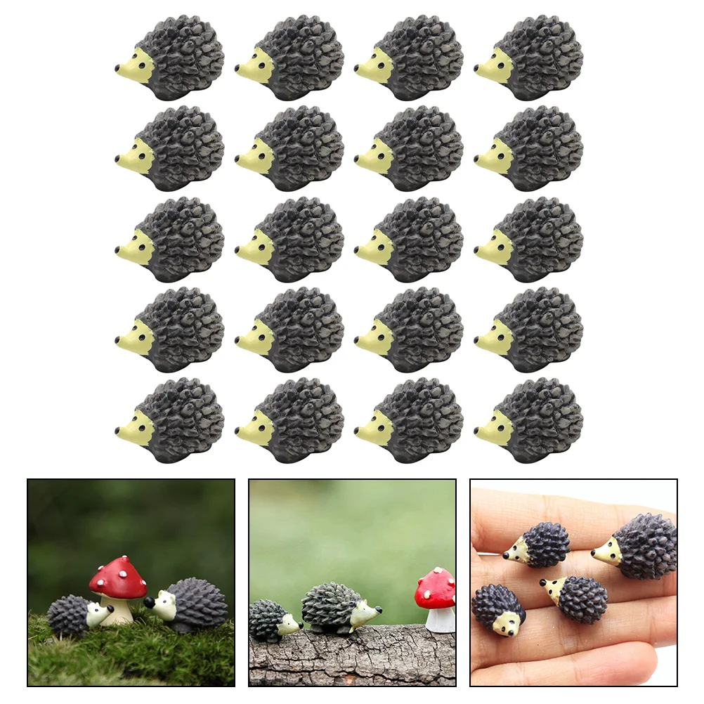 20 Pcs Hedgehog Ornament Resin Crafts DIY Landscape Decorations Flower Pot Small Animals Potted Plants Model Toys Accessories