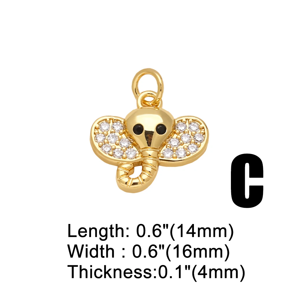OCESRIO White Crystal Sunflower Charms for Bracelet Copper Gold Plated Cat Elephant Turkish Eye Jewelry Making Supplies chma273