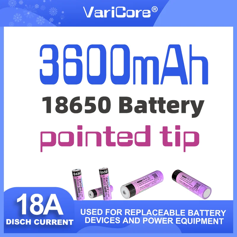 1-30 VariCore VC-1836 TiP 18650 3.7V 3600mAh Large Capacity Rechargeable Lithium Battery for Flashlight and Power Equipment etc.