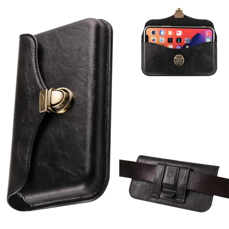 Universal 4.7-6.7 inch Smartphone Leather Pouch Belt Clip Holster Case For iPhone Samsung Xiaomi Huawei Sony LG Nokia Waist Bag