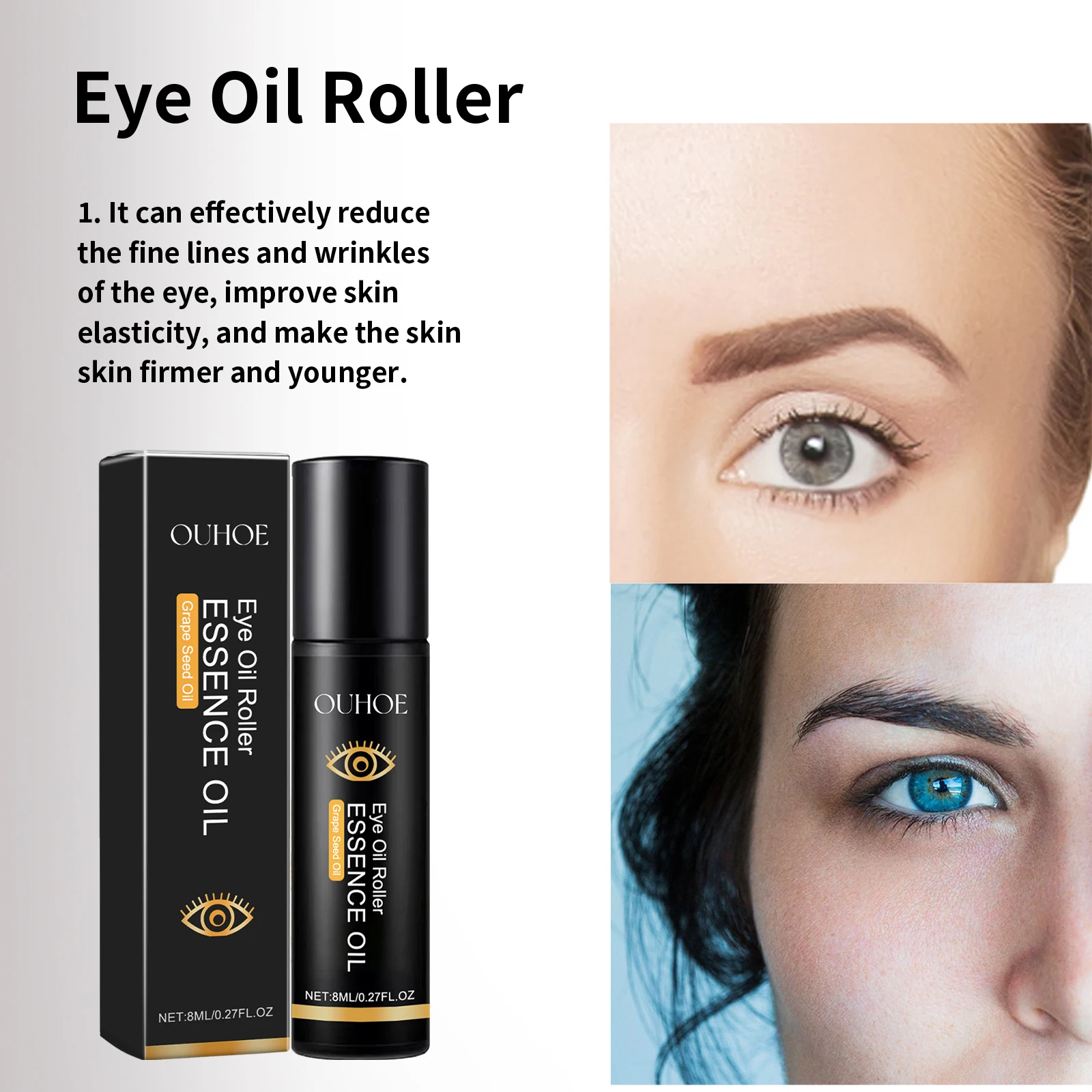 Lifting Eye Essence Oil Anti Wrinkle Fade Fine Lins Improve Dark Circle Remove Eye Bag Prevent Sagging Tightening Eye Oil Roller