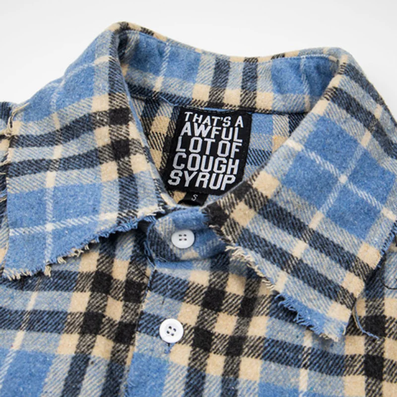 American Summer New THAT'S A AWFUL LOT OF COUGH SYRUP Shirts Hochwertiges Vintage Distressed Plaid Kurzarmhemd