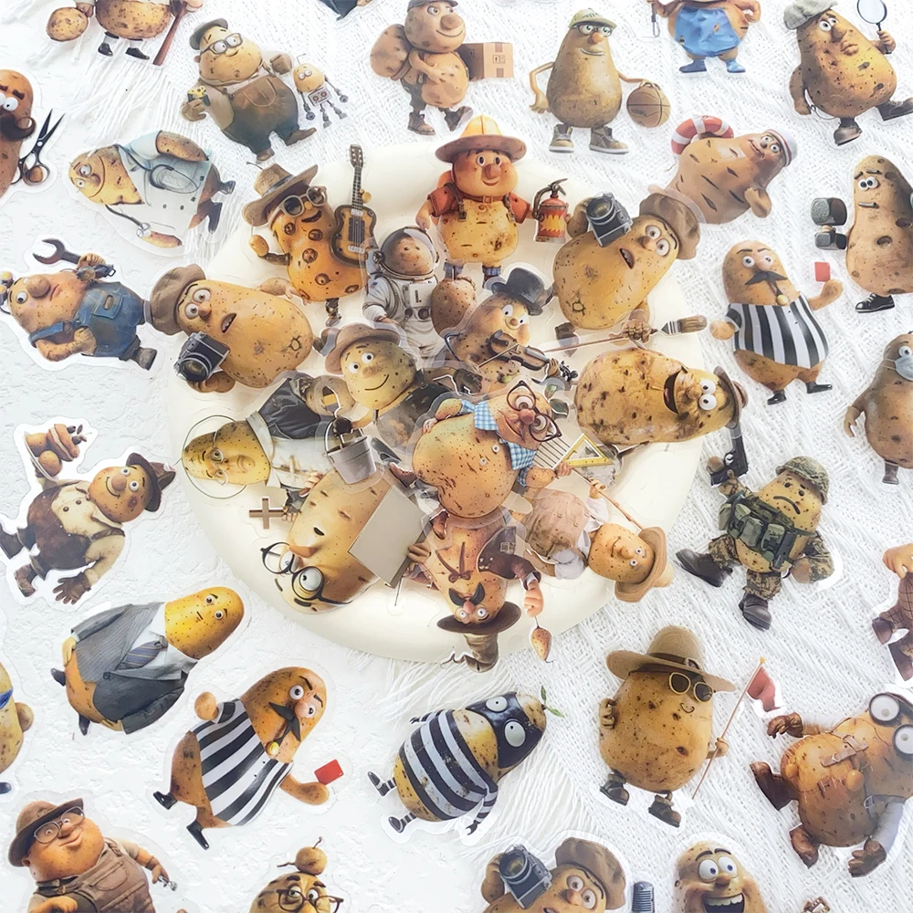 

50 шт., милые рабочие картофельные наклейки для домашних животных, наклейки для ноутбука, ноутбука, скейтборда, гитары, сделай сам, эстетические прозрачные наклейки