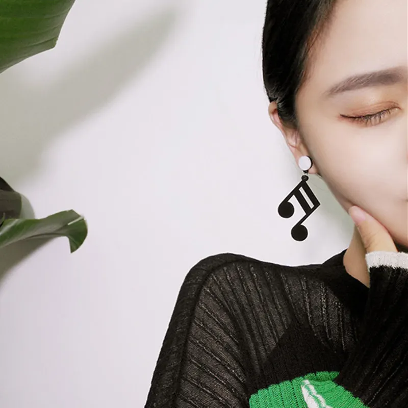 Korean Acrylic Earrings  Personality Asymmetric Music Notes Earrings  Women Accessory Lady Dangle Earrings Jewelry Bijoux