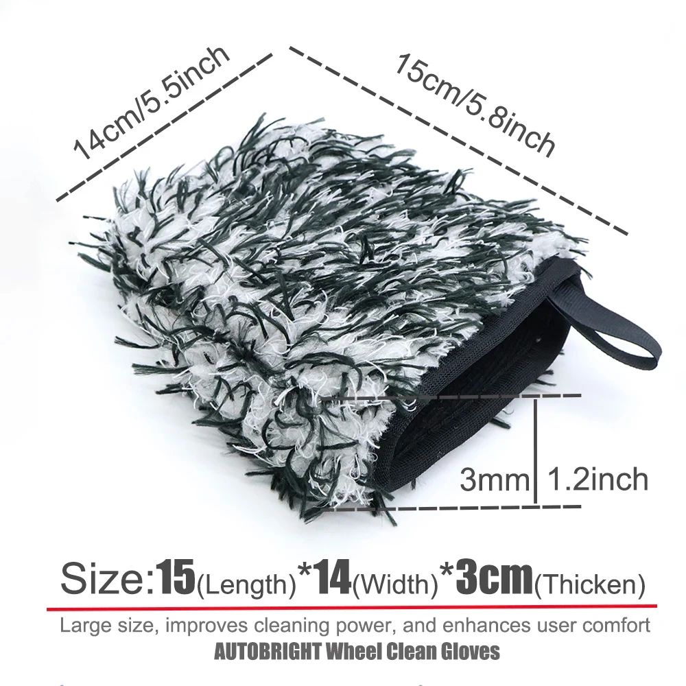 AUTOBRIGHT Car Wheel Hub Cleaning Glove Microfiber Detail Cleaning Dust Dirt Removal Edge Back Cleaning Specialized Car Washing view 6