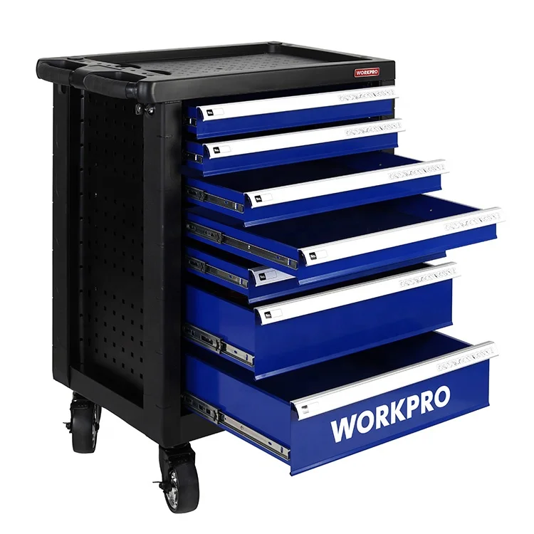 WORKPRO  7 Drawer Tool Box Roller Cabinet Tools Storage Organizer Tool Chest Cart