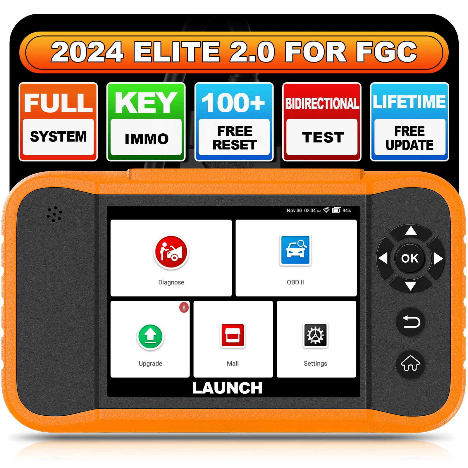 2024 LAUNCH X431 Elite CRE 2.0 Full System OBD2 Diagnostic Tool Car Automotive Scanner ECU Coding Active Test for BMW/Benz/GM