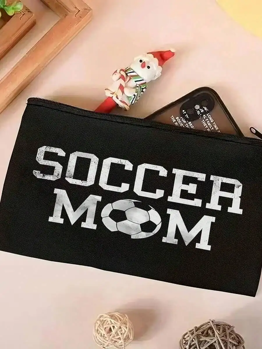 

Soccer Mom Polyester Zipper Pouch Water Resistant Makeup Travel Organizer For Women