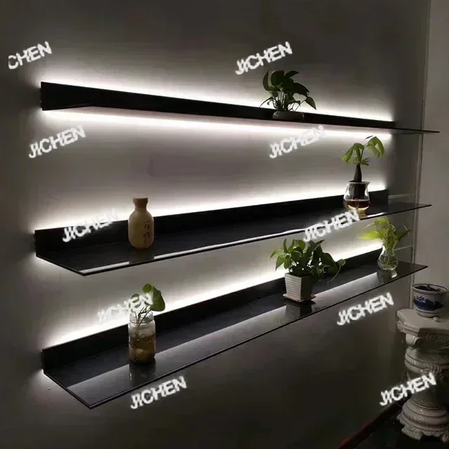 

JC NewWall Mounted Led With Led Light Holder Minimalism Decoration, Alluminium Wall Shelf Bookcase Wall Shelf