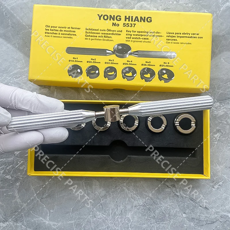 5537 With 6 Mold Parts, Watch Back Cover Opener Disassembly Kit Watch Wrench Manufacturer's Accessories Repair Tool Kit