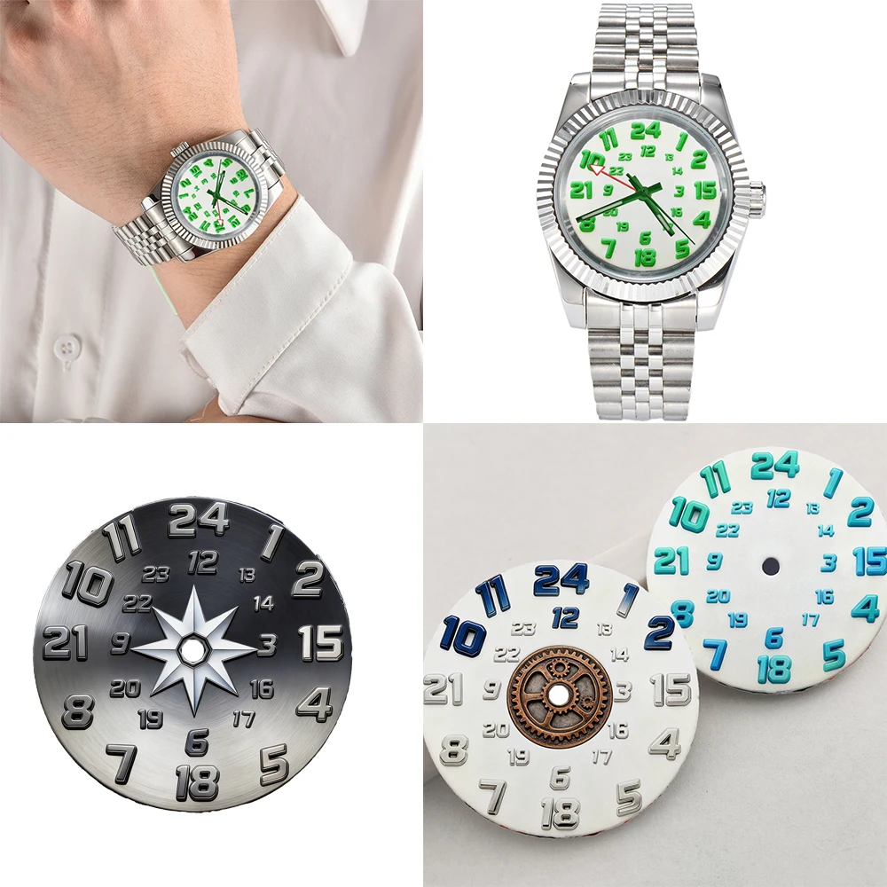Creative dial 28.5mm Diameter GMT Watch Dial Modified Dials for NH34 NH35 Movement Accessories Watch Parts personalization