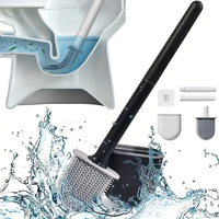 Silicone Toilet Brush Hanging Cleaner with Long Handle Flexible Cleaner Bathroom Brush Quick Drying Holder Bathroom Accessories