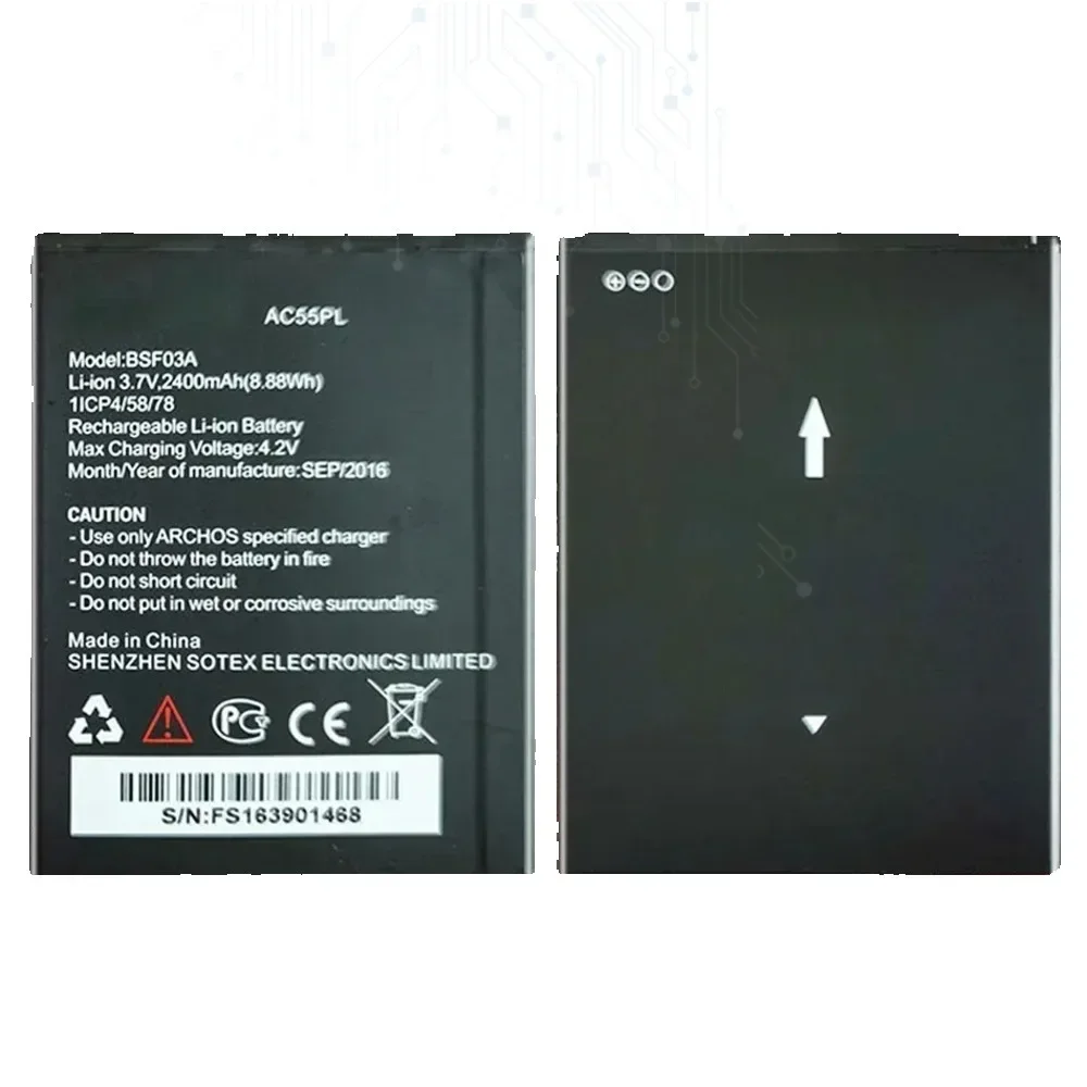 Replacement High Quality Mobile Phone Battery AC55PL For Archos 55 Platinum BSF03A 2400mAh Smartphon Batteries