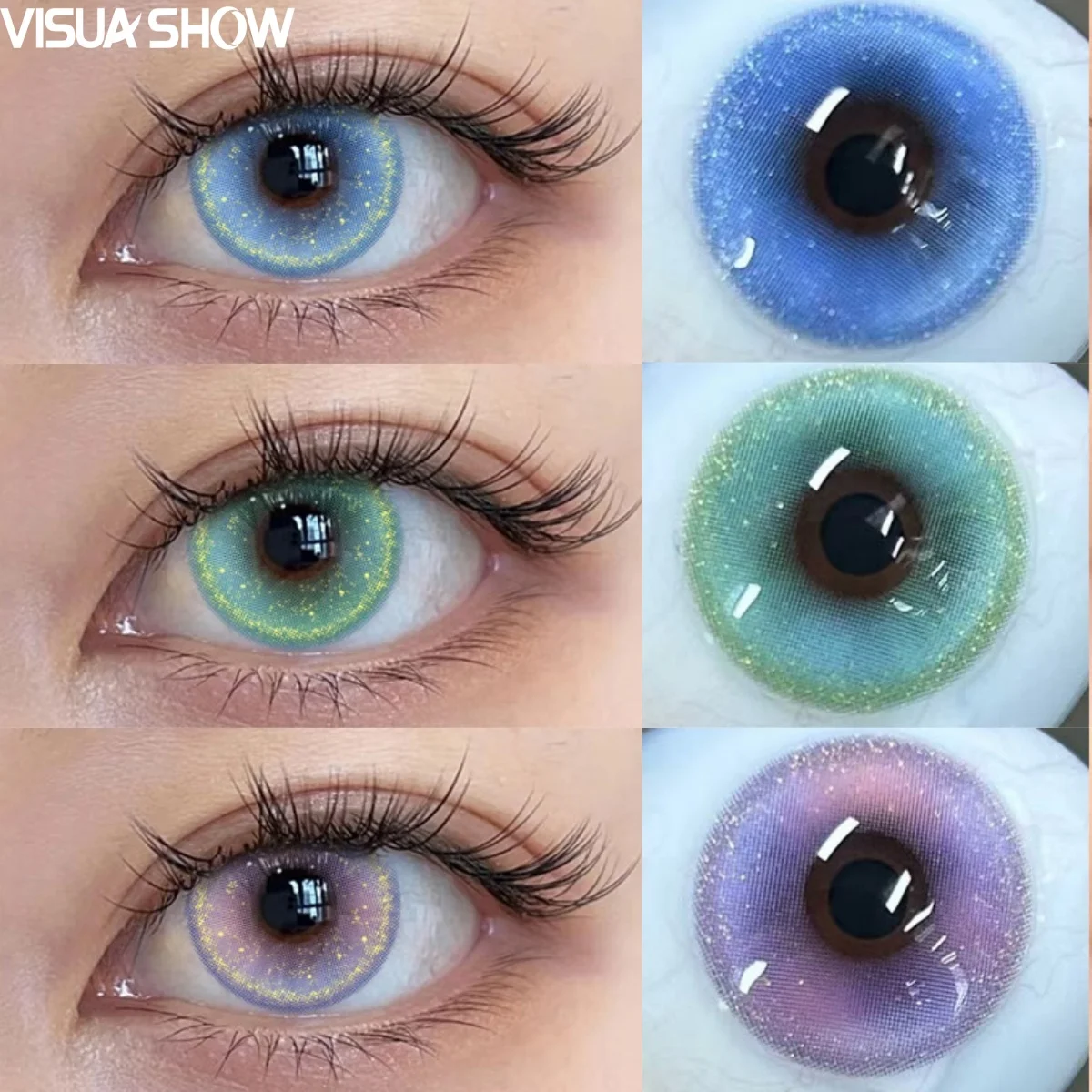 VISUASHOW 14,20mm Koreanische Weiche Farbige Kontaktlinsen, 6-Monatig Einweg, Beauty-Pupillen-Effekt, für Tägliches & Pendler-Make-up