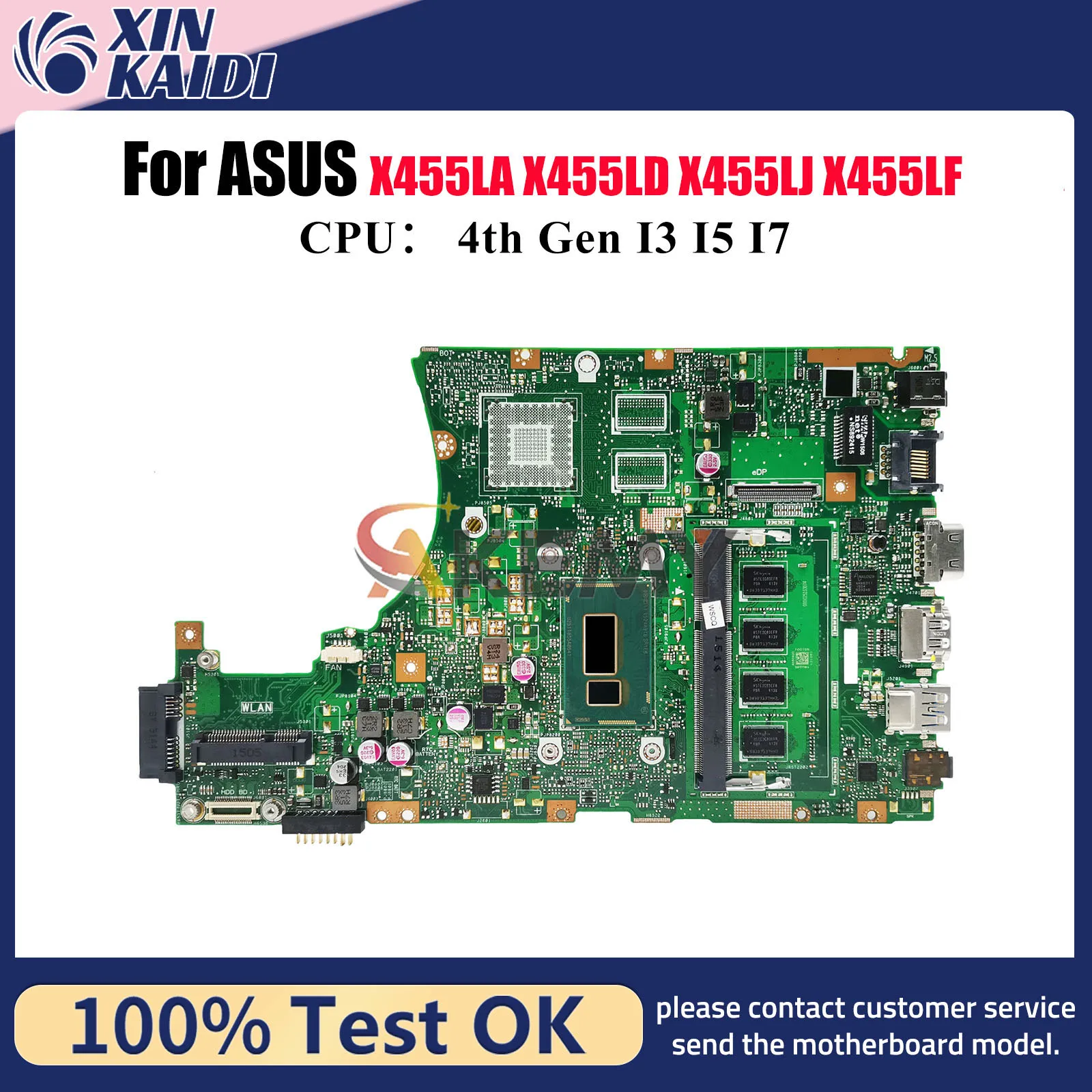 

X455LA Laptop Motherboard For ASUS X455LNB X455LD K455L X455LB X455L X455LN X455LAB A455L X455LF X455LJ Mainboard I3 I5 I7 CPU