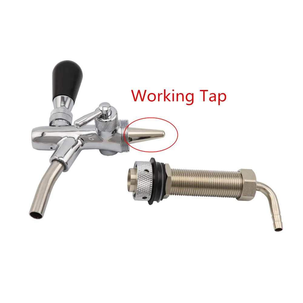 Beer Tap Faucet Shank With 8mm Barber Elbow, Chrome Plate Brass Shank G5/8 for Adjustable Draft Beer Dispenser Tap Home brewing