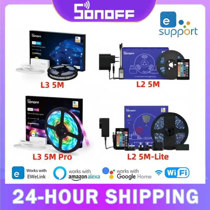 

Светодиодная лента Sonoff, RGB-лента с регулируемой яркостью, L2 Lite, L3 PRO, RGBIC, Wi-Fi лампа-полоса, работает с Alexa Google Smartthings, IFTTT EWeLink App