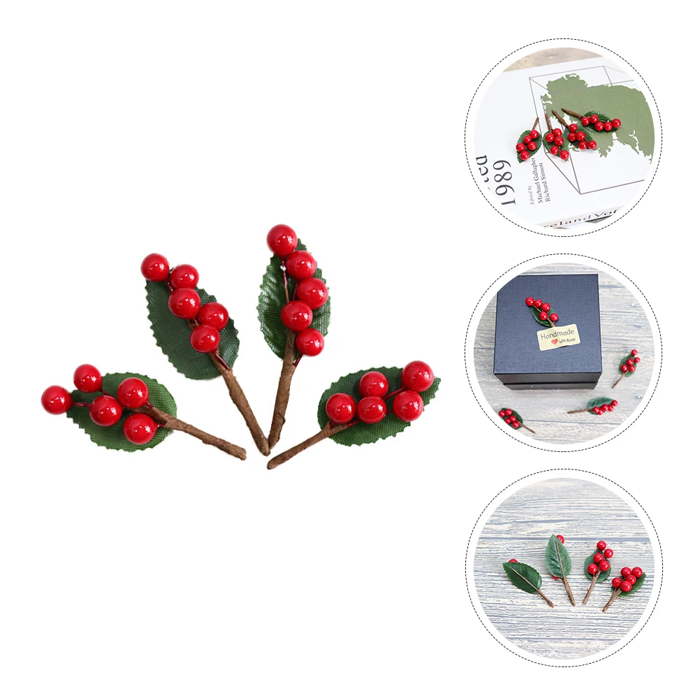 

10pcs Simulated Red Berry Branch Christmas Decor Artificial Berries Plant Xmas Tree Hanging Diy Supplies Party Decoration