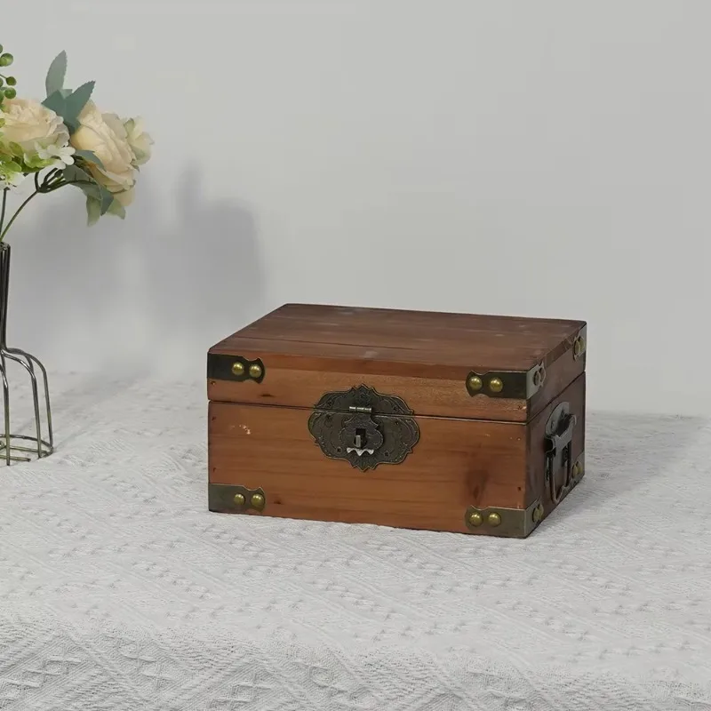 Винтажный многофункциональный деревянный ящик для хранения с замком, классический прямоугольный флип-домашняя ювелирная и ароматерапия