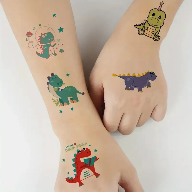 10pcs/lot Dinosaur Temporary Tattoos for Kids Children Boy Girls Cartoon Transfer Fake Tattoss Hands Wrist Birthday Party Supply