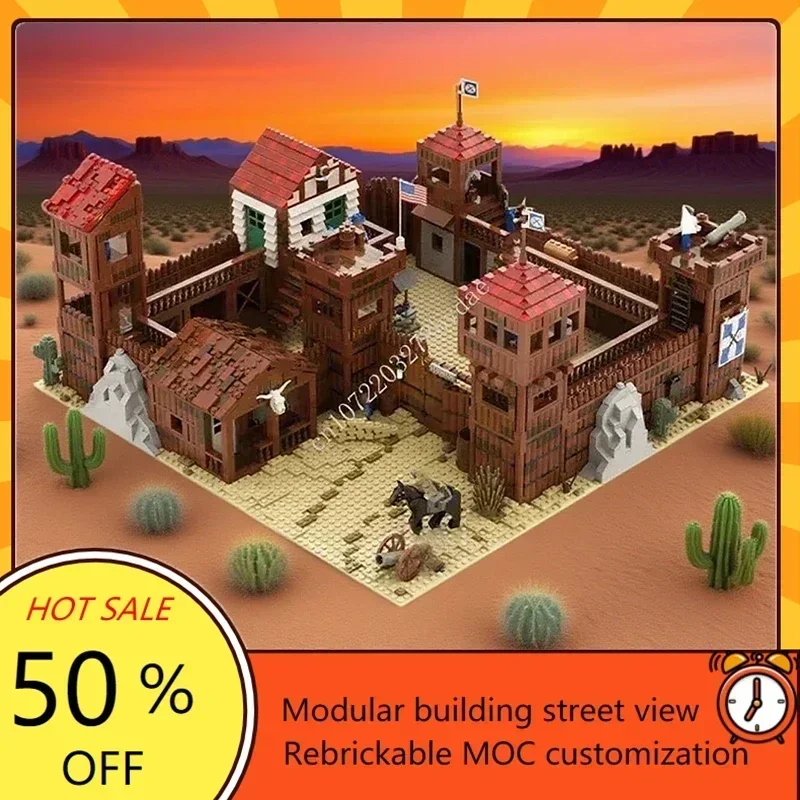 3884-teiliges Legoredo Western Fort Modulares MOC Benutzerdefiniertes Puzzle Kreatives Straßenansicht-Gebäudemodell DIY Architektur-Bausatz Spielzeug Geschenk