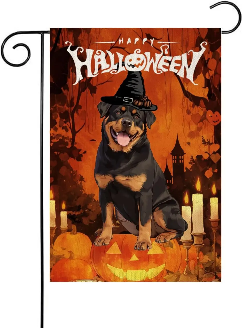 Halloween Rottweiler Garden Flag 12x18 Vertical Double Sided Happy Halloween Pumpkin Holiday Outside Decorations Burlap Yard Fla