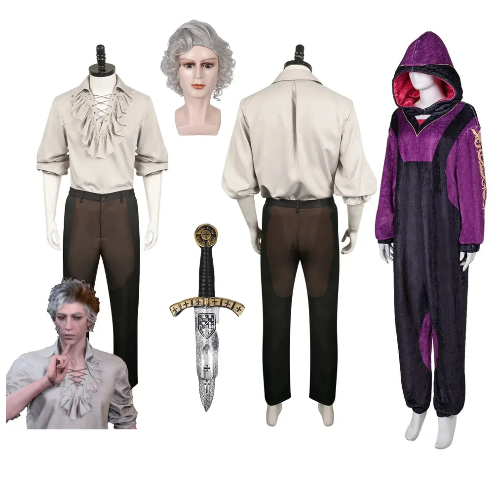 

Game Cos Astarion Cosplay Costume Outfits Fantasy Pajama Jumpsuit Accessories Adult Men Male Roleplay Halloween Carnival Suit