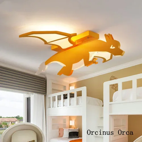 New fire breathing dragon ceiling lamp boy bedroom children's room  cartoon creative led dinosaur ceiling lamp free shipping