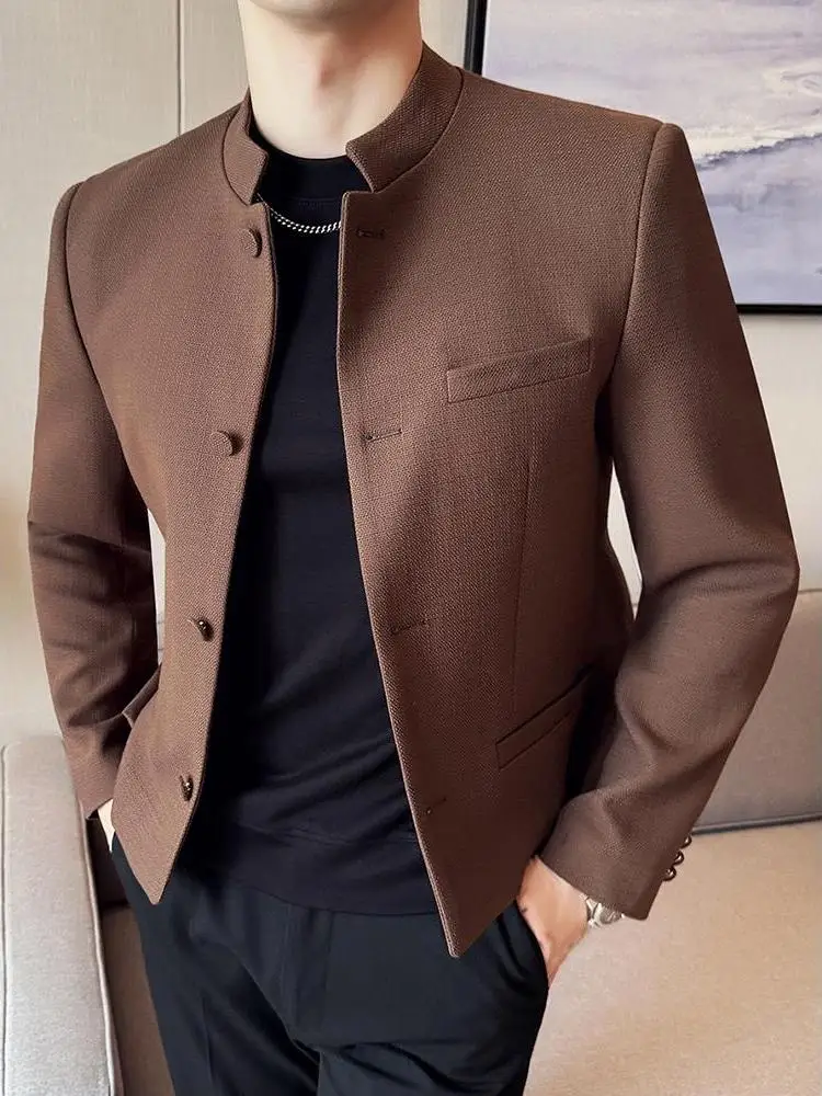 

Casual Luxury Men's Suit Jaet Stand Collar New Chinese Sle Faionable Urban Men's Jaet Lightweight Easy Care Autumn Wear