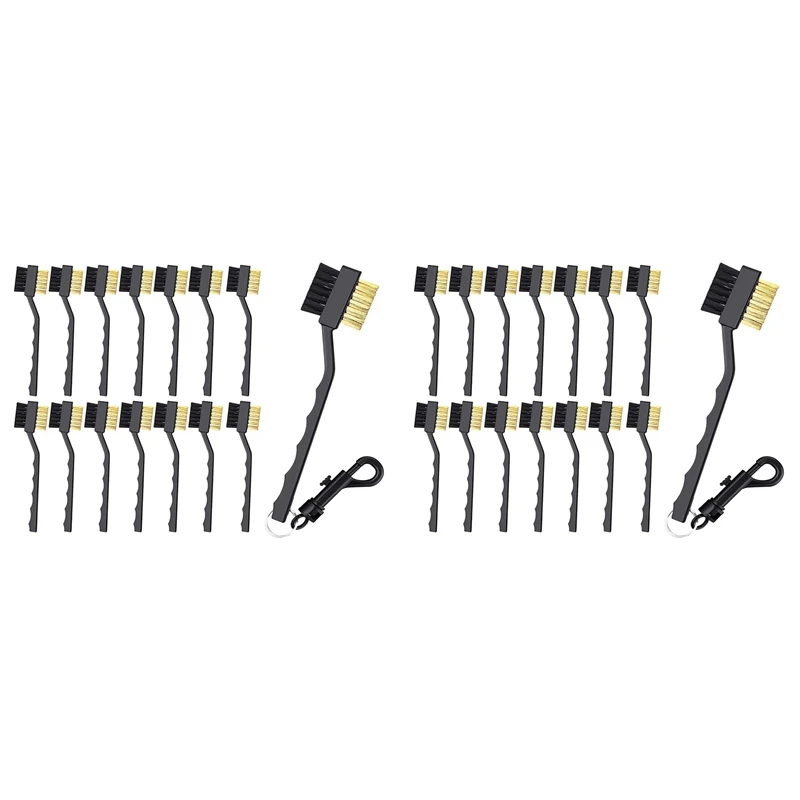 30 szt. Szczotka do czyszczenia kijów golfowych i kijów, dwustronny środek do czyszczenia rowków z klipsami w kolorze czarnym