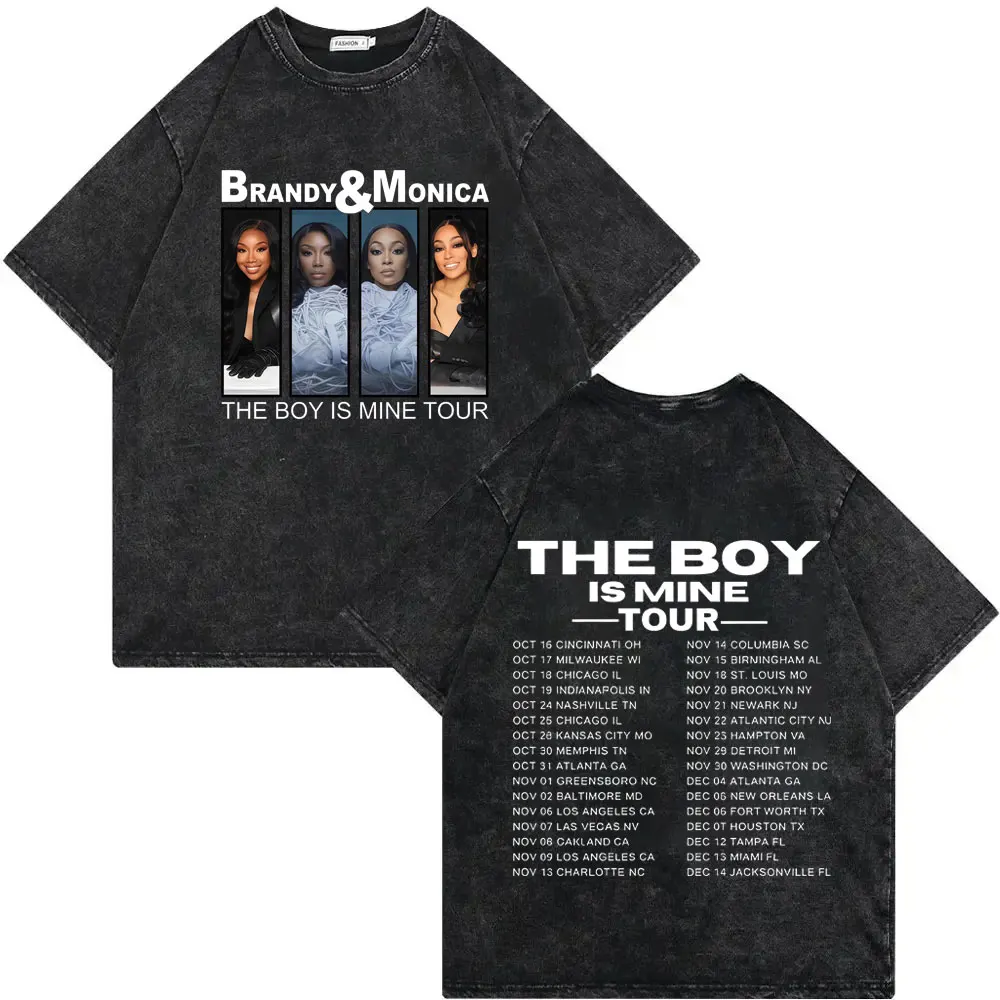 

Brandy & Monica The Boy Is Mine Tour 2025 T-shirts High Quality Vintage Washed T Shirt Men Women Casual Fashion Loose T-shirt