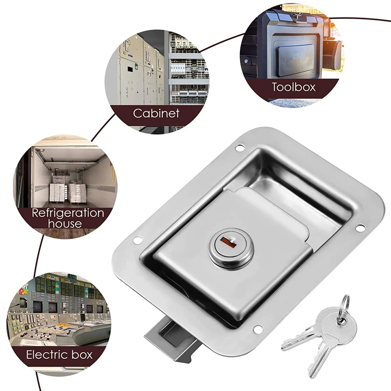 

NEW-Paddle Slam Latch With Lock & Key Travel Trailer Lock Stainless Steel RV Door Latch Heavy Duty Flush Mount Handle Latch