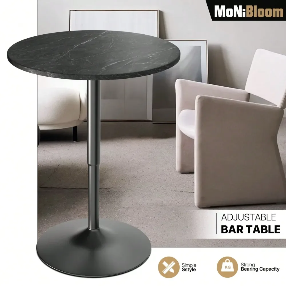 Bar Table Round Adjustable Height Wood Bar Pub Table Adjustable Range 27.5 36 Living Room Dining Room Bar Cocktail Table