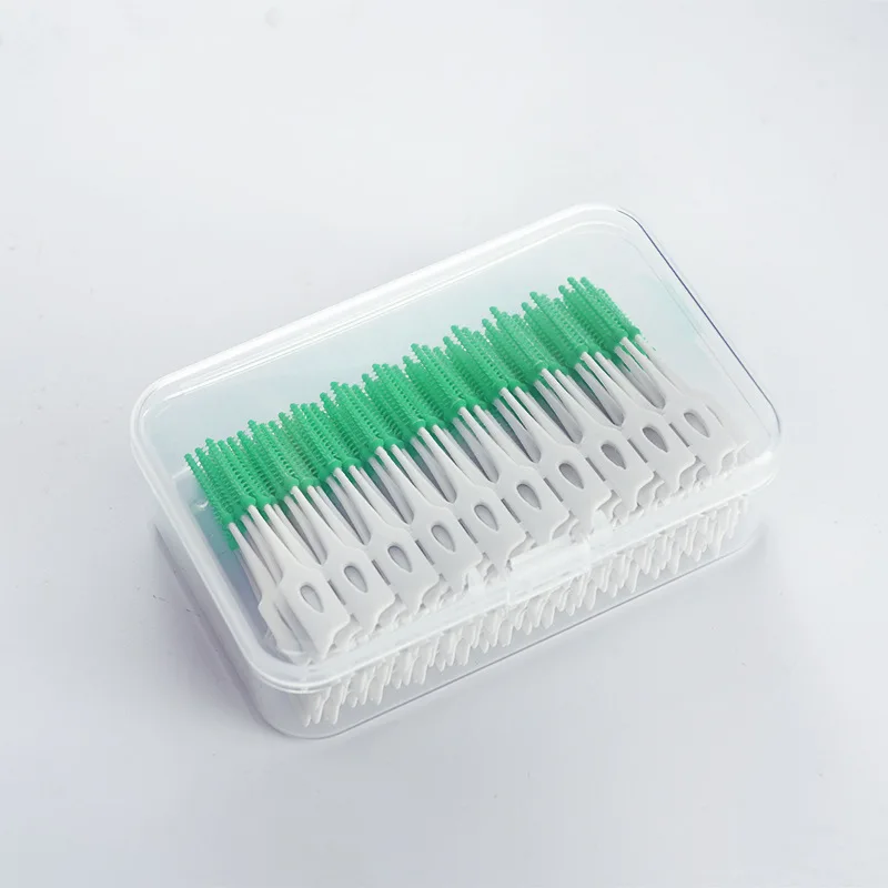100PS/Box  Oral Care product Soft Glue Interdental Brush Clean Tool Oral Cavity Orthodontic  Disposable Gap Brush Teeth Whitenin