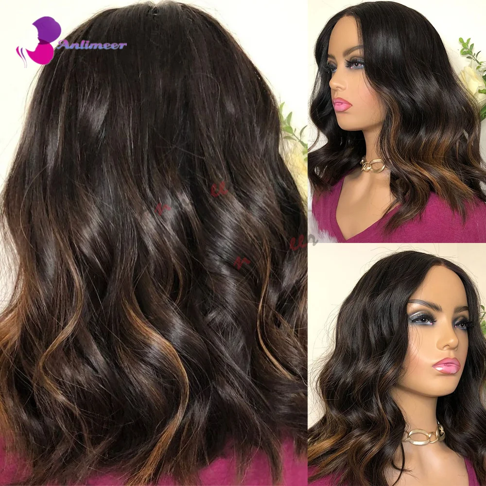 

13x6 Lace Front WIgs Human Hair 200 Density Human Hair Gluless Wigs 1B Roots 4/30 Highlighted Lace Front Wig Human Hair Wig