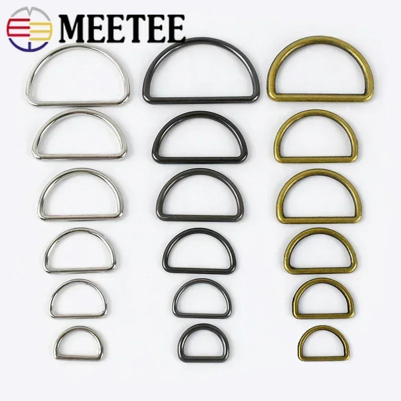 10Pcs 15-50mm Bag Strap Buckles For Sewing D Ring Metal Clasps Backpack Shoes Adjustment Buckle Webbing DIY Hardware Accessories