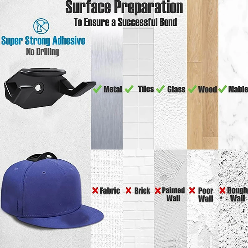 Cintres modernes pour casquettes de baseball T1, porte-chapeau, porte-chapeau T1, évaluationStorage, porte et mur, 2 pièces