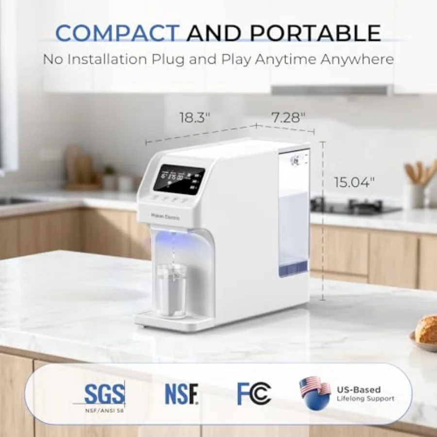 Uv Countertop Ro Water Filter, Pac+Ro+Cf Bundle For Home Use, Stainless Steel, White, High-Efficiency Filtration And Compact De