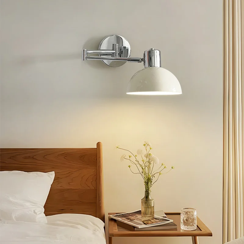 Retractable Swing Arm Wall Lamps Retro Bedroom Bedside Lamp Medieval Solid Wood Wabi-sabi Wind B&B Guest Room Reading Wall Lamp