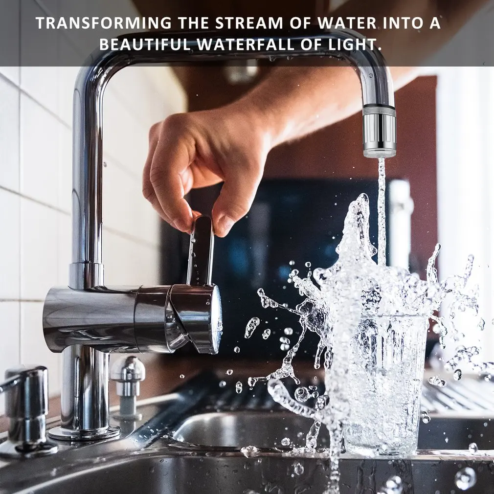 LED Water Faucet Light 7 Colors Changing Waterfall Glow Shower Stream Tap Universal Adapter Kitchen Bathroom Accessories