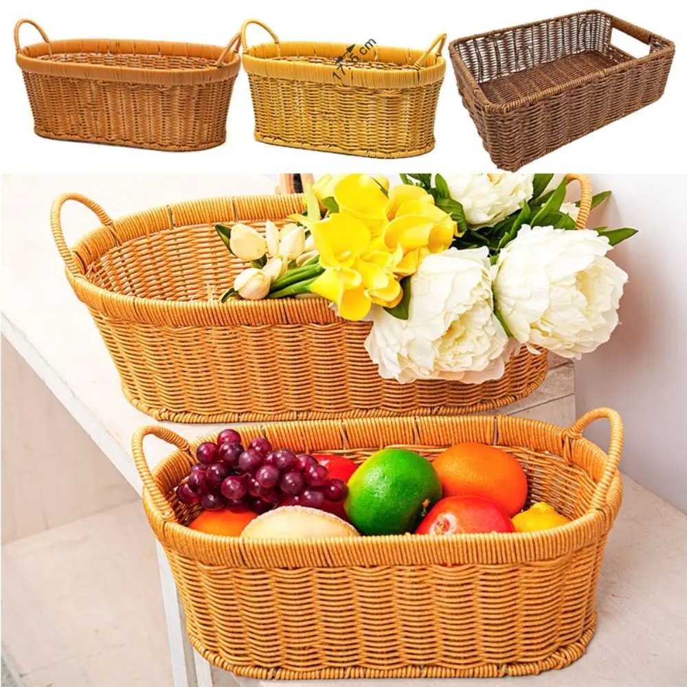 

7 Styles High Quality Portable Handwoven Bread Storage Basket Breathable Fruit Tray Sundries Organizer Storage Bin