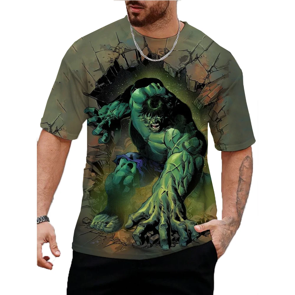 Marvel Hulk print T-Shirt Men Summer O-Neck Pullovers Big Size Short Sleeve Shirt Fashion Tees Oversized Male Clothing Luxury