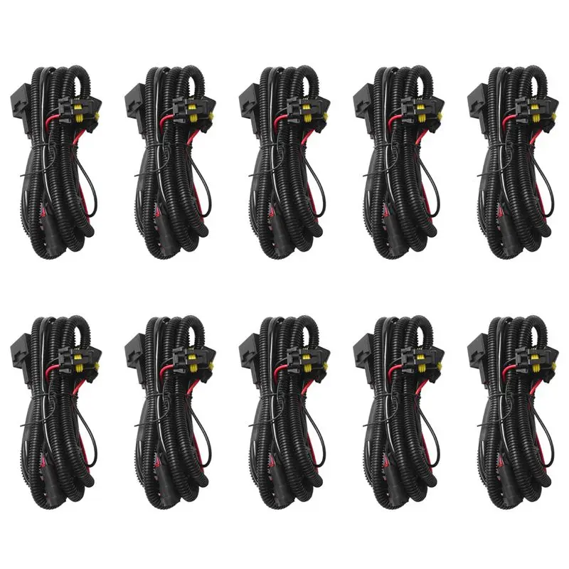 10Pcs Car Fog Light Relay Harness H11 880 Relay Adapter Extension Cable 40A Led Light And Halogen Fog Light Connector