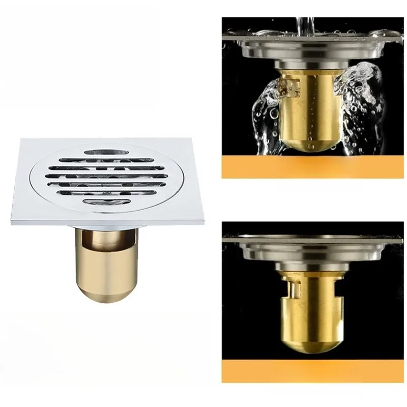 Bathroom Odor-proof Invisible Dual-use Rectangular Shower Drain Black Dual-purpose Floor Drain for Washing Machine